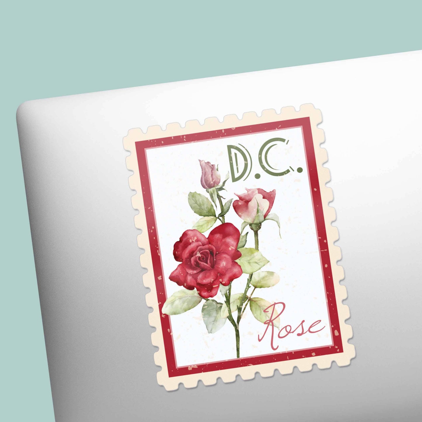 Washington DC Rose Stamp-Style Decal