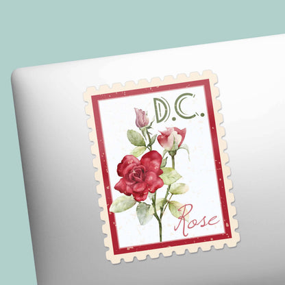 Washington DC Rose Stamp-Style Decal
