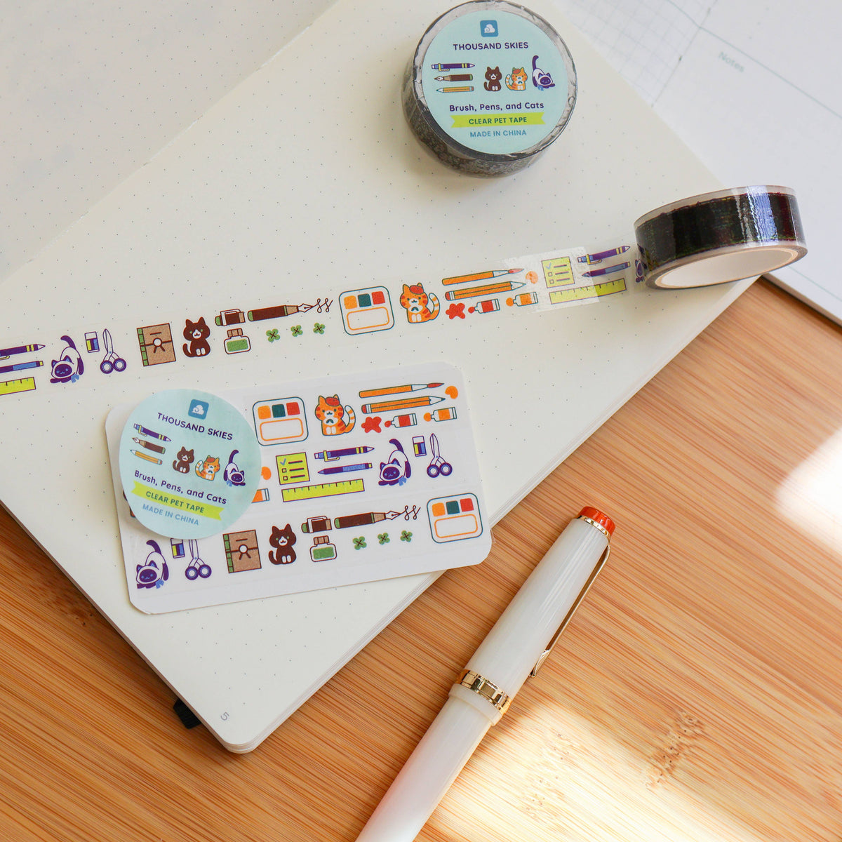 Brush, Pens, and Cats PET Transparent Tape by Thousand Skies