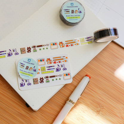 Brush, Pens, and Cats PET Transparent Tape by Thousand Skies