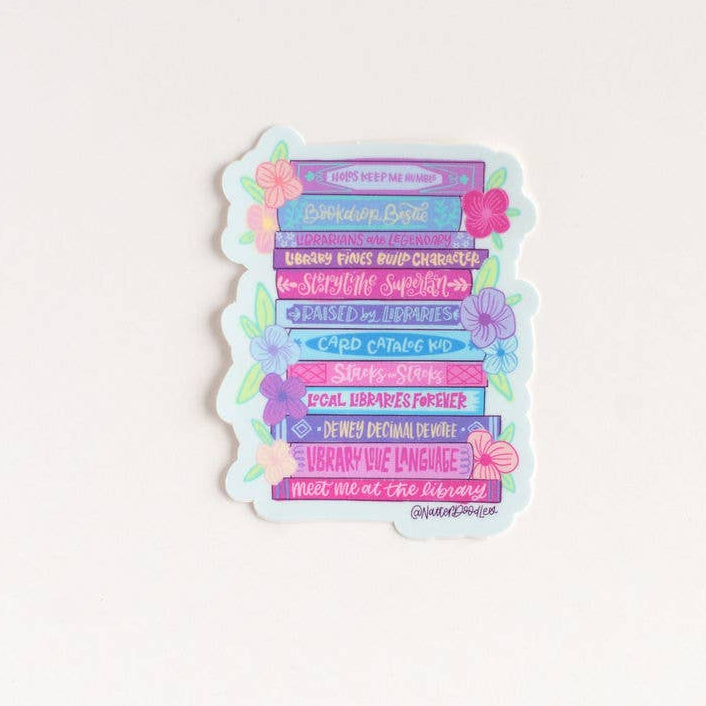 Library Lover Book Stack Vinyl Decal Sticker