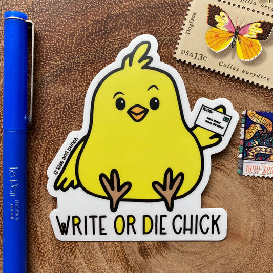 Write or Die Chick Vinyl Sticker