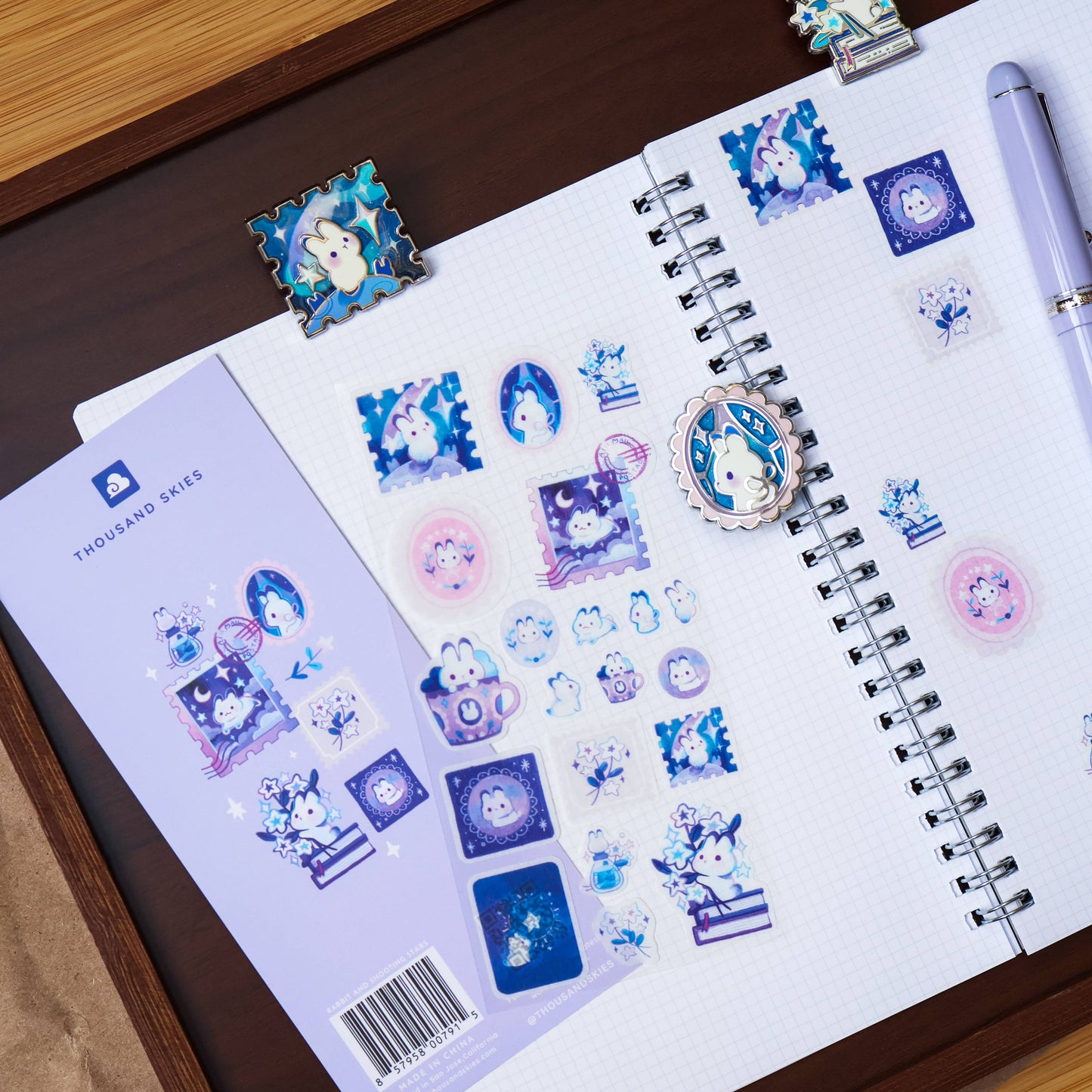 Bunny and Shooting Stars Washi Sticker Sheet