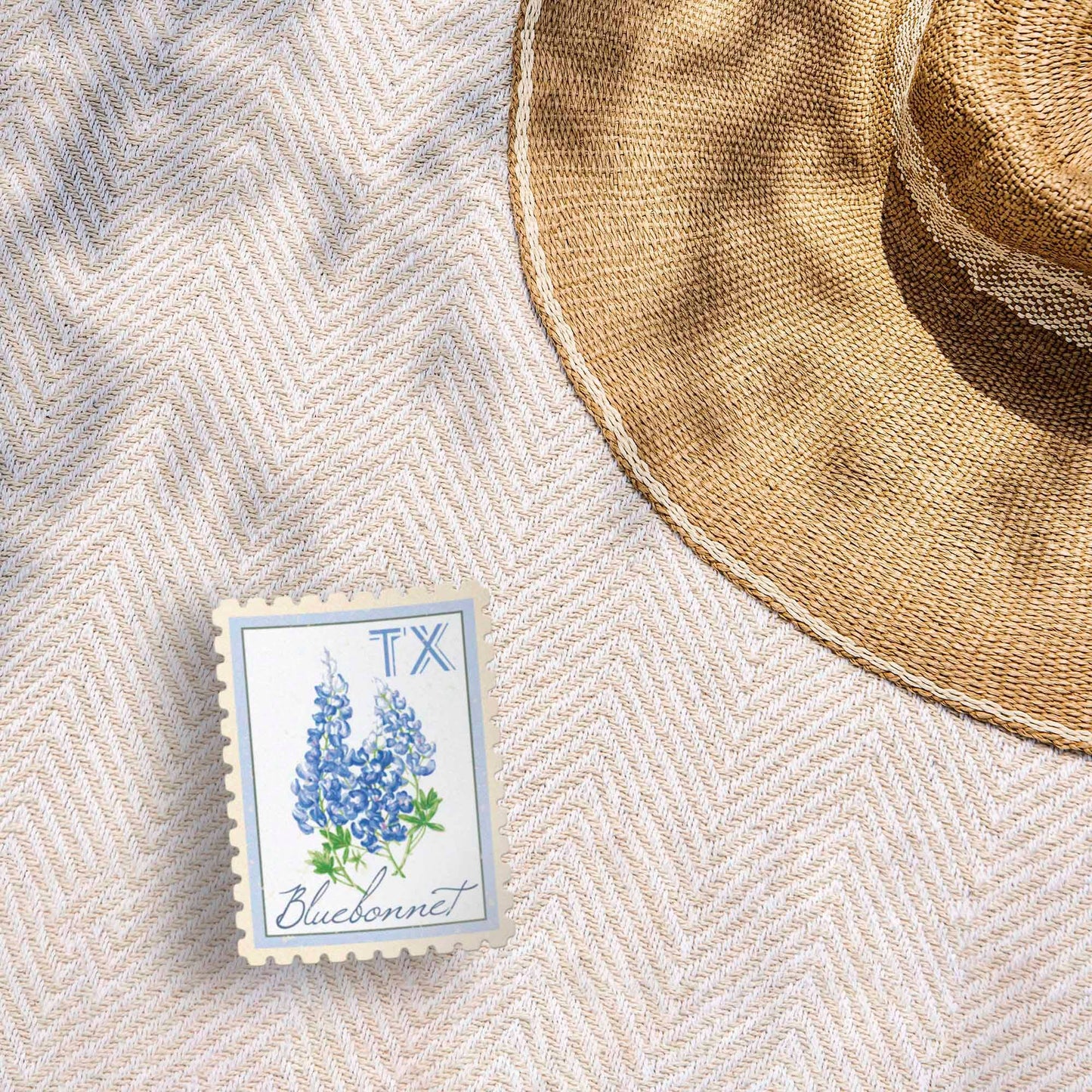 Texas Bluebonnets Stamp-Style Sticker