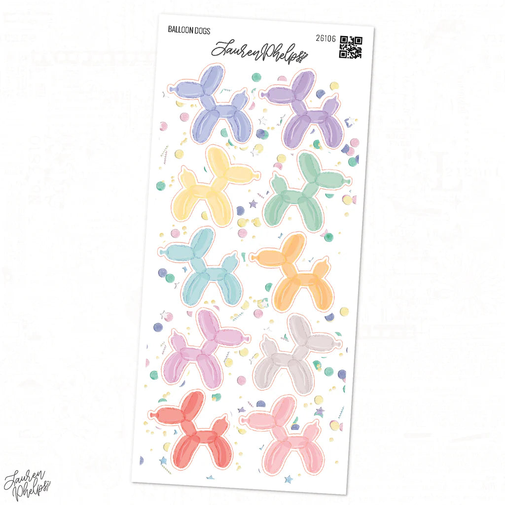 Ballon Dogs Deco Sheet by Lauren Phelps Designs