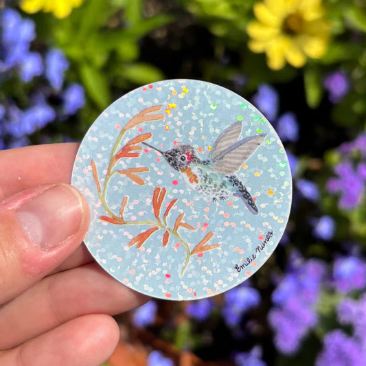 Bee Hummingbird Glitter Sticker