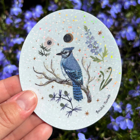 Blue Jay Glitter Sticker