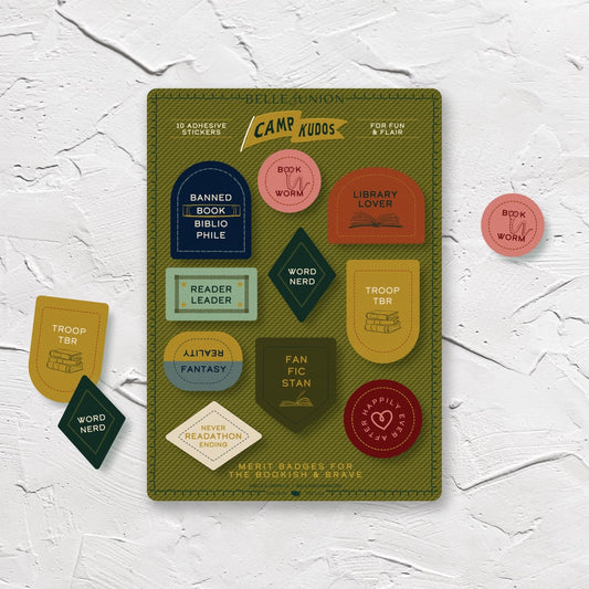 Bookish Merit Badge sticker sheet
