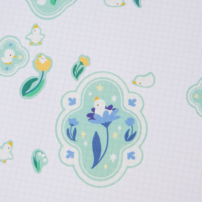 Flower Duck Washi Sticker Sheet