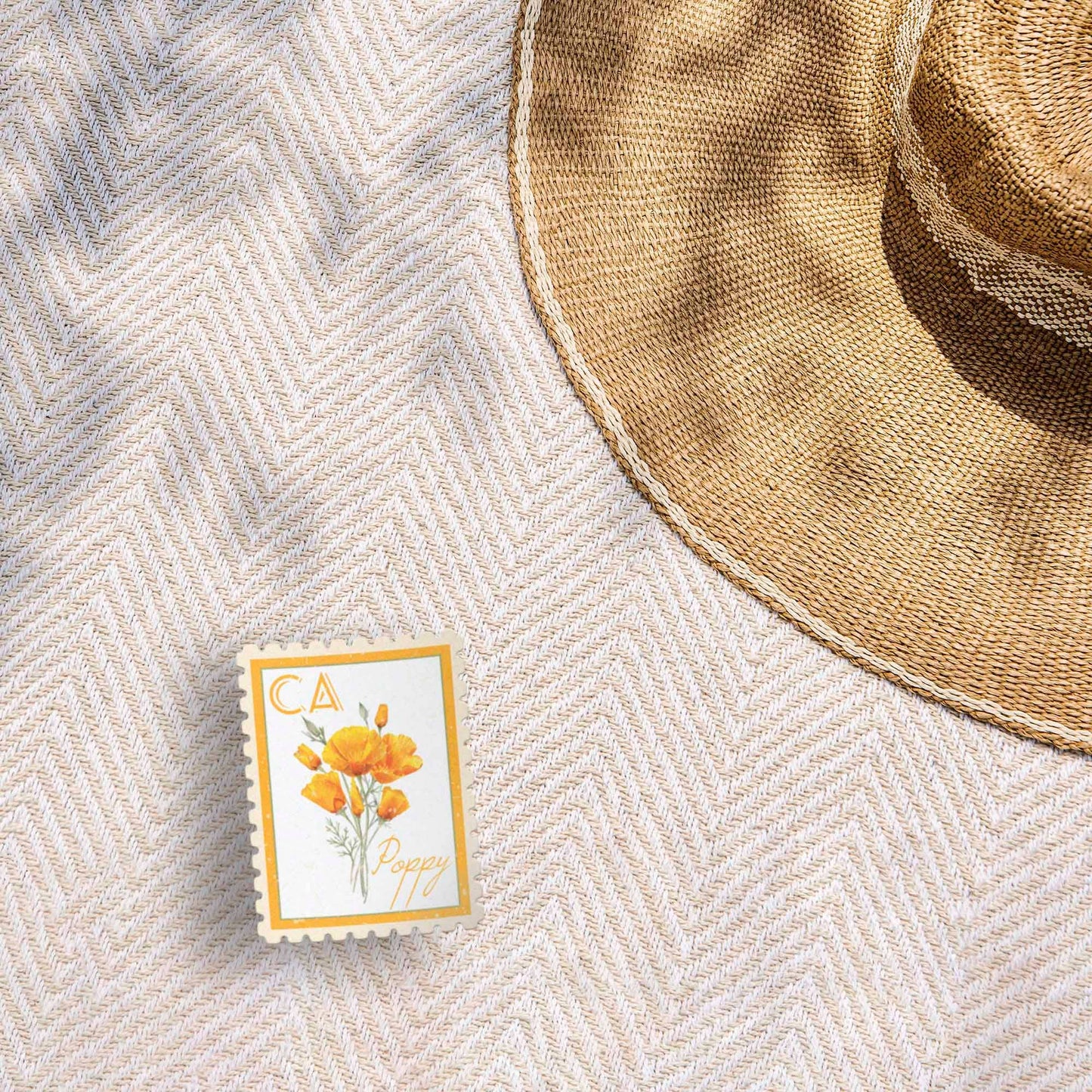 California Poppy Stamp-Style Sticker