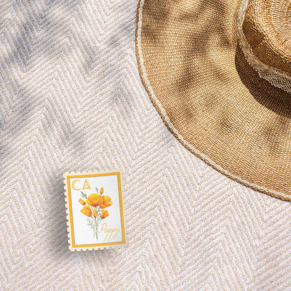 California Poppy Stamp-Style Sticker