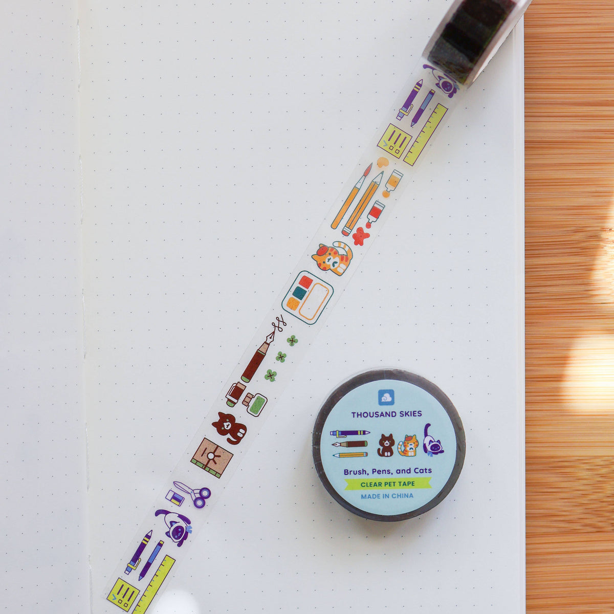 Brush, Pens, and Cats PET Transparent Tape by Thousand Skies