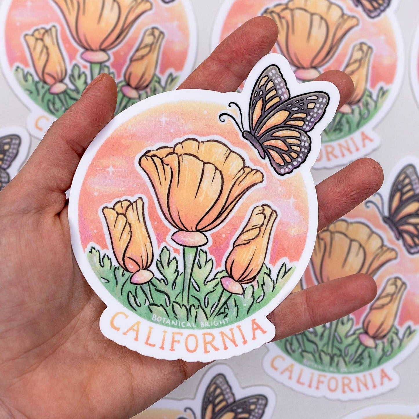 California Poppy and Monarch Vinyl Sticker Deal