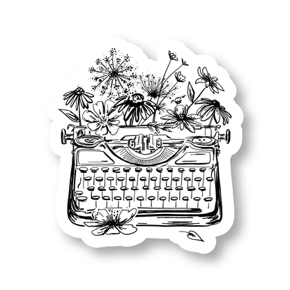 Flourish Floral Typewriter Sticker
