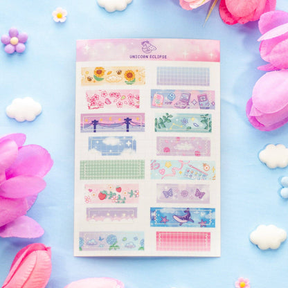 Washi Tape Strips Sticker Sheet