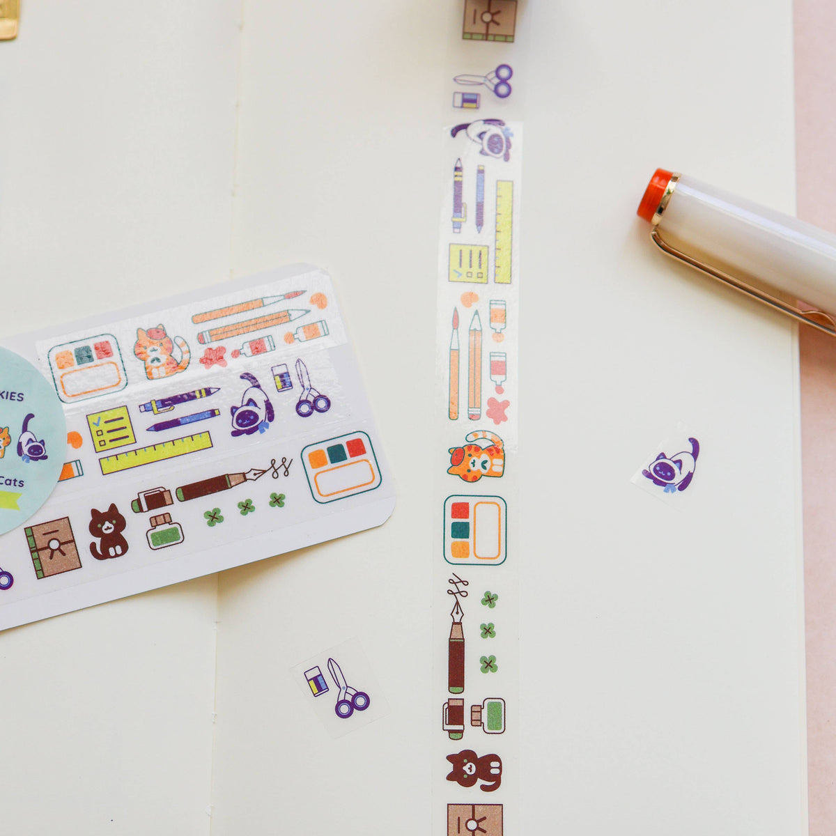 Brush, Pens, and Cats PET Transparent Tape by Thousand Skies