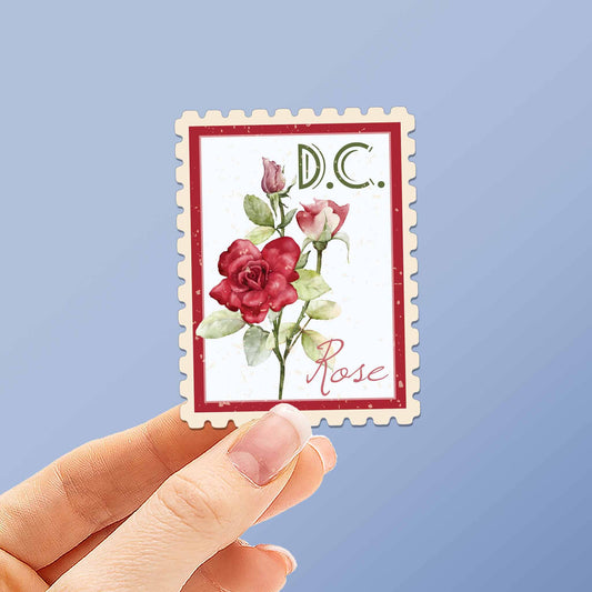 Washington DC Rose Stamp-Style Decal
