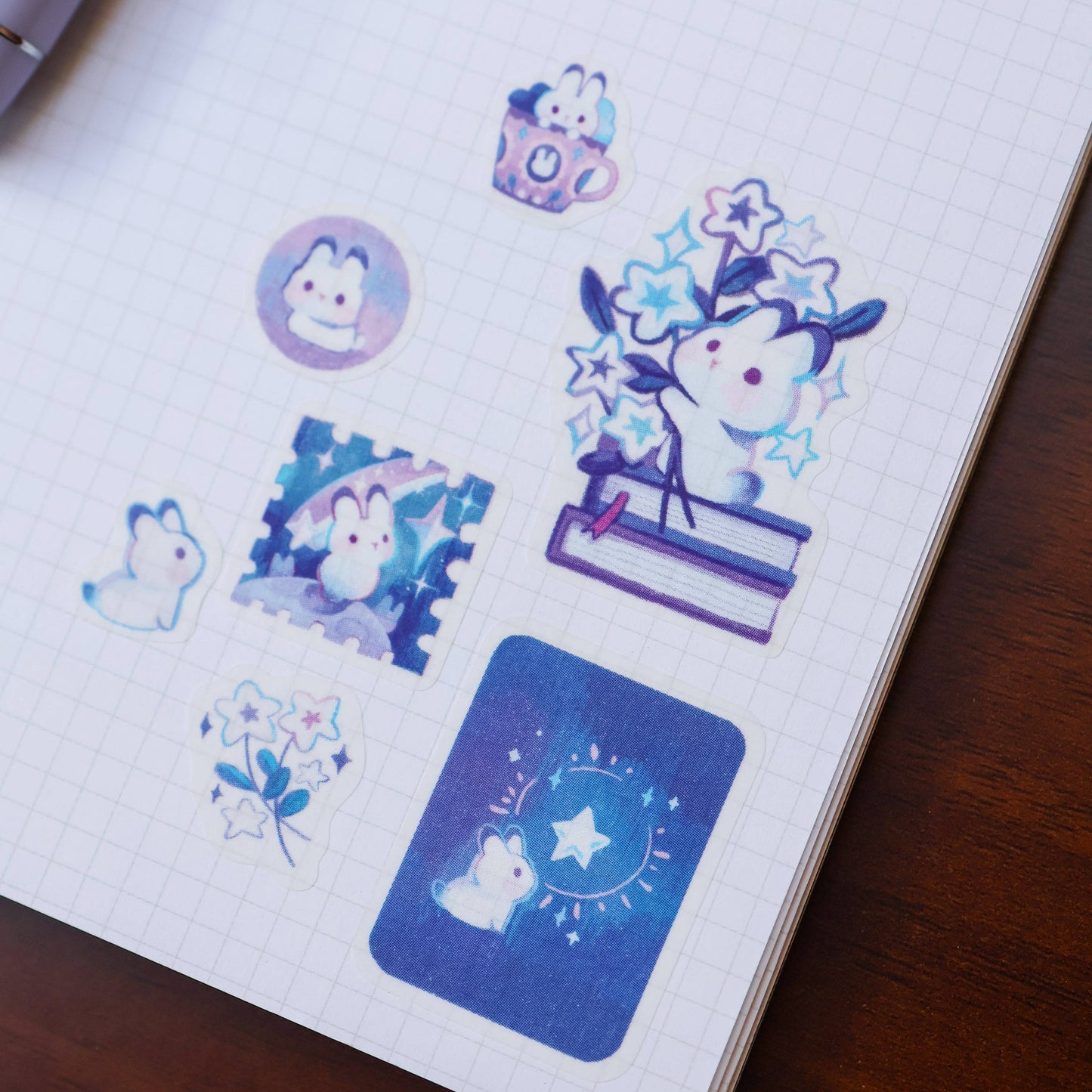 Bunny and Shooting Stars Washi Sticker Sheet