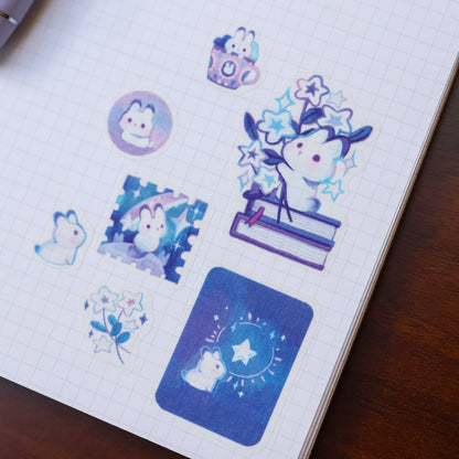 Bunny and Shooting Stars Washi Sticker Sheet