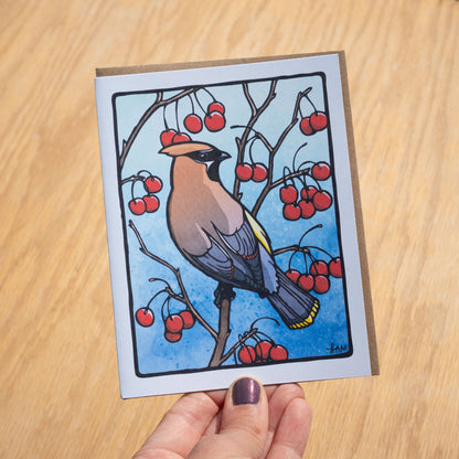 Cedar Waxwing Greeting Card