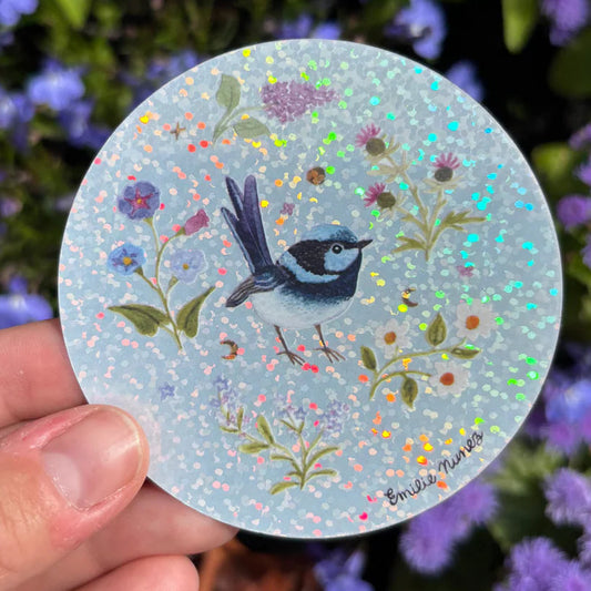 Fairy Wren Glitter Sticker