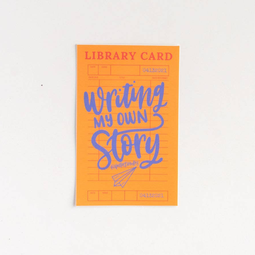 Writing My Own Story Library Card Vinyl Decal Sticker