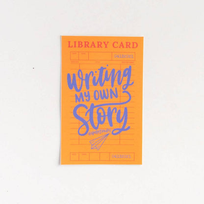 Writing My Own Story Library Card Vinyl Decal Sticker