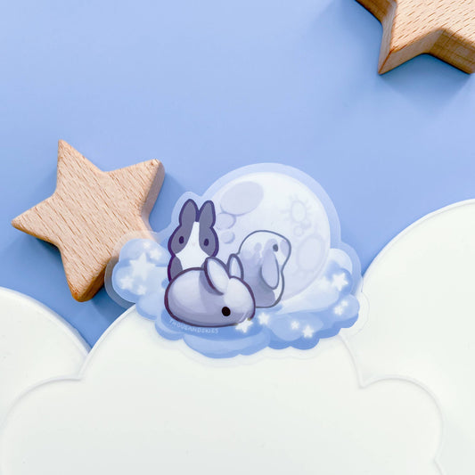 Silver Moon Bunnies Transparent Vinyl Sticker