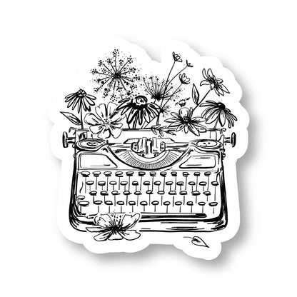 Flourish Floral Typewriter Sticker