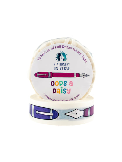 Shine Bright Like a Fountain Pen Foil Washi Tape by Oops a Daisy – Stationery Universe Exclusive
