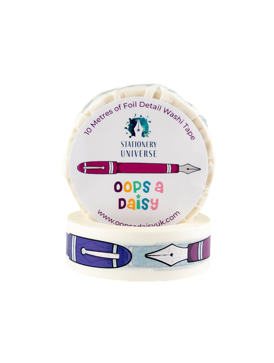 Shine Bright Like a Fountain Pen Foil Washi Tape by Oops a Daisy – Stationery Universe Exclusive