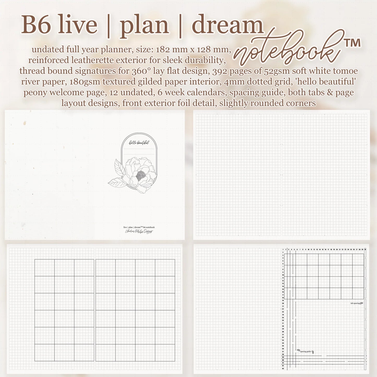 B6 Live | Plan | Dream® Notebook - Tomoe River Paper - Lauren Phelps Design