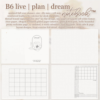 B6 Live | Plan | Dream® Notebook - Tomoe River Paper - Lauren Phelps Design