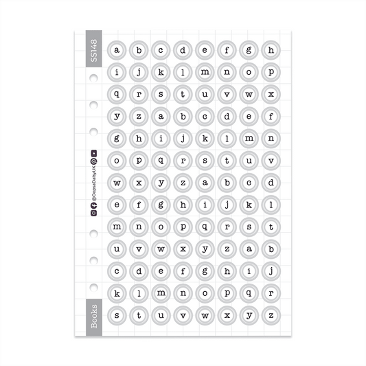 Typewriter Keys, Lower Case A5 Sticker Sheet