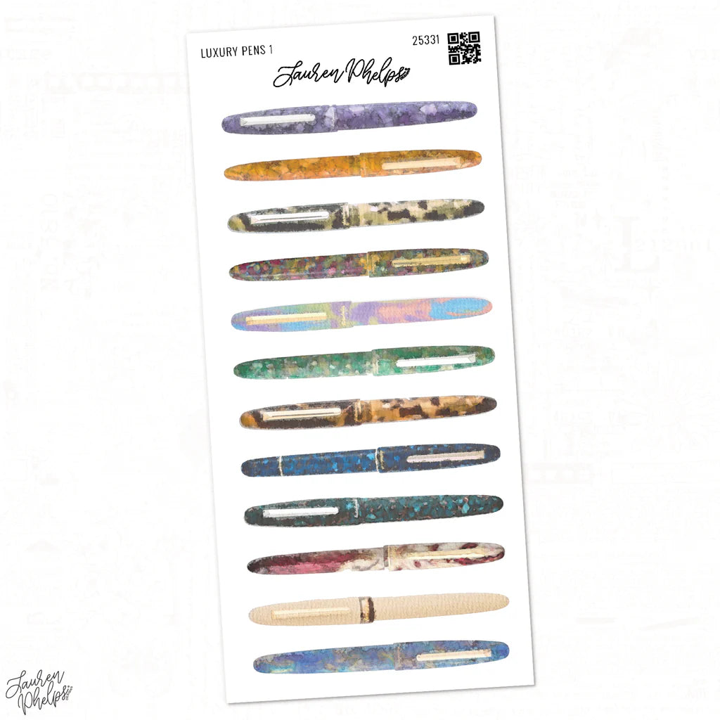 Luxury Pens Sticker Sheets by Lauren Phelps Designs