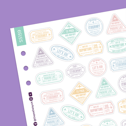 Passport Stamps A5 Sticker Sheet