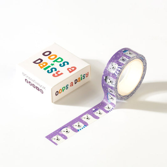Polar Bears in Hats Silver Foil Washi Tape