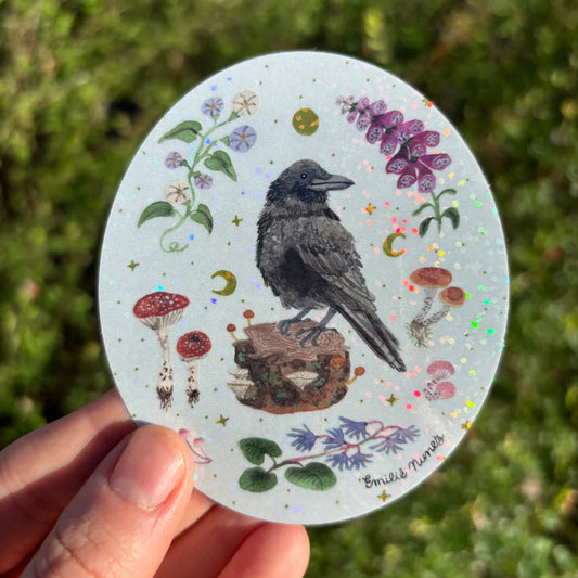 Raven Glitter Sticker