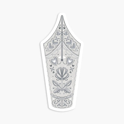 Silver Decorated Nib sticker