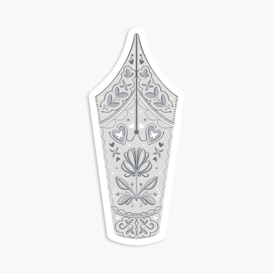Silver Decorated Nib sticker