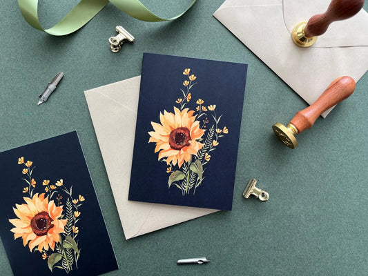 Sunflower Floral Notecard