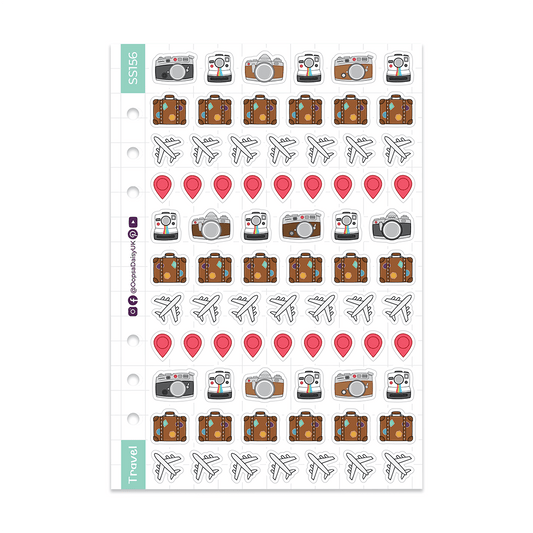 Travel Icons A5 Sticker Sheet