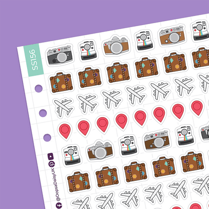 Travel Icons A5 Sticker Sheet