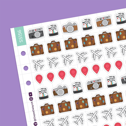 Travel Icons A5 Sticker Sheet
