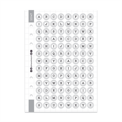 Typewriter Keys, Upper Case A5 Sticker Sheet