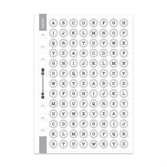 Typewriter Keys, Upper Case A5 Sticker Sheet
